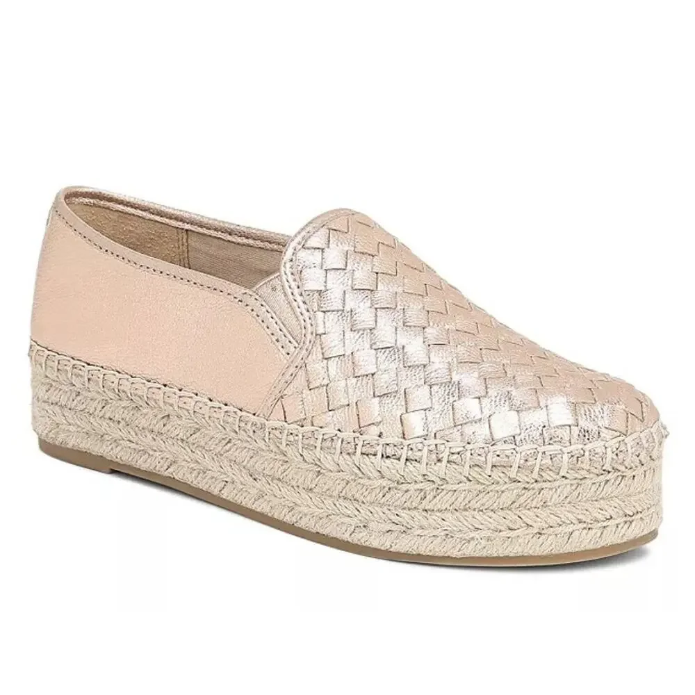 Sam Edelman Rose Gold Catherine Woven Platform Espadrilles 5.5